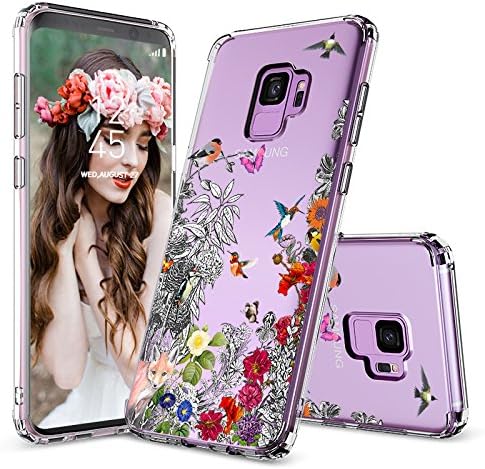 Galaxy S9 Case,Galaxy S9 Clear Case, MOSNOVO Floral Humming Bird Transparent Clear Design Hard Case with Shockproof Protective Back Case Cover for Samsung Galaxy S9 (2018)