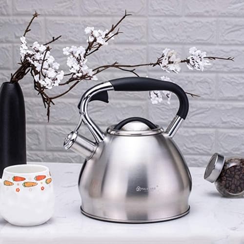 Miniatura 4 de LIOONS Hervidor de té con silbato, hervido rápido, tetera de agua caliente, de grado alimenticio, de acero inoxidable, de gran capacidad, 3 l/101.4