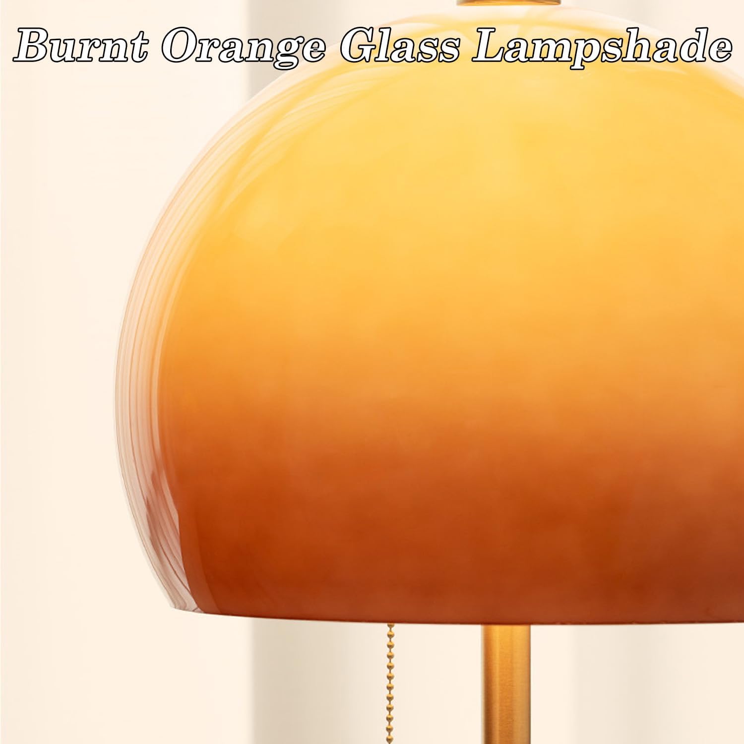 MIXL-Gradient Orange Mushroom Floor Lamp,Glass Shade Gold Standing Light,Dimmable Reading Floor Lamps,Mid Century Modern Standing Lamp for Living Room Bedroom