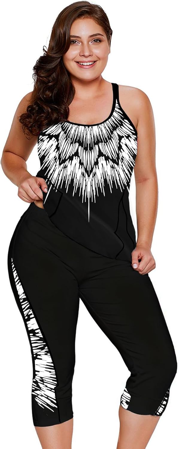 LALAGEN Womens Plus Size Swimsuits 2026 Modest Rash Guard Capris Tankini Bathing Suits Two Piece Bathing Suit Swimwear