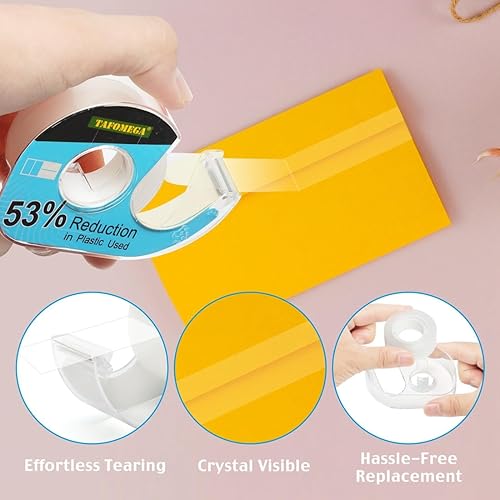 Miniatura 6 de Cinta transparente a granel, paquete de 24 rollos de cinta transparente, cinta ligera de oficina con dispensadores, fácil de reemplazar para