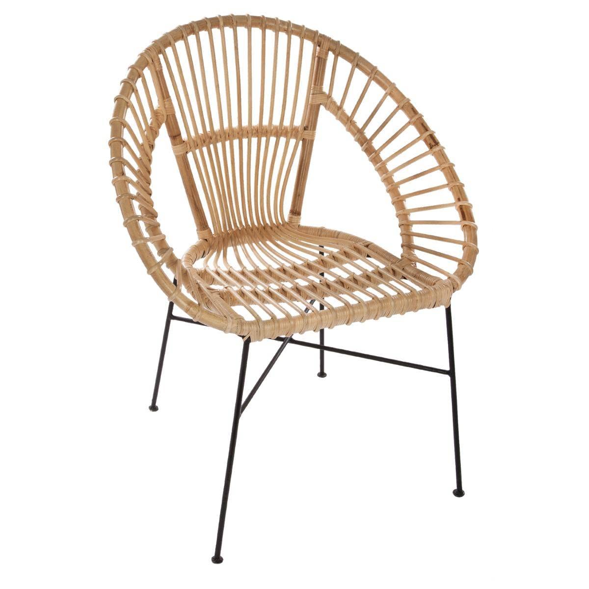 Atmosphera - Fauteuil Naturel en métal & Osier 66x65x85