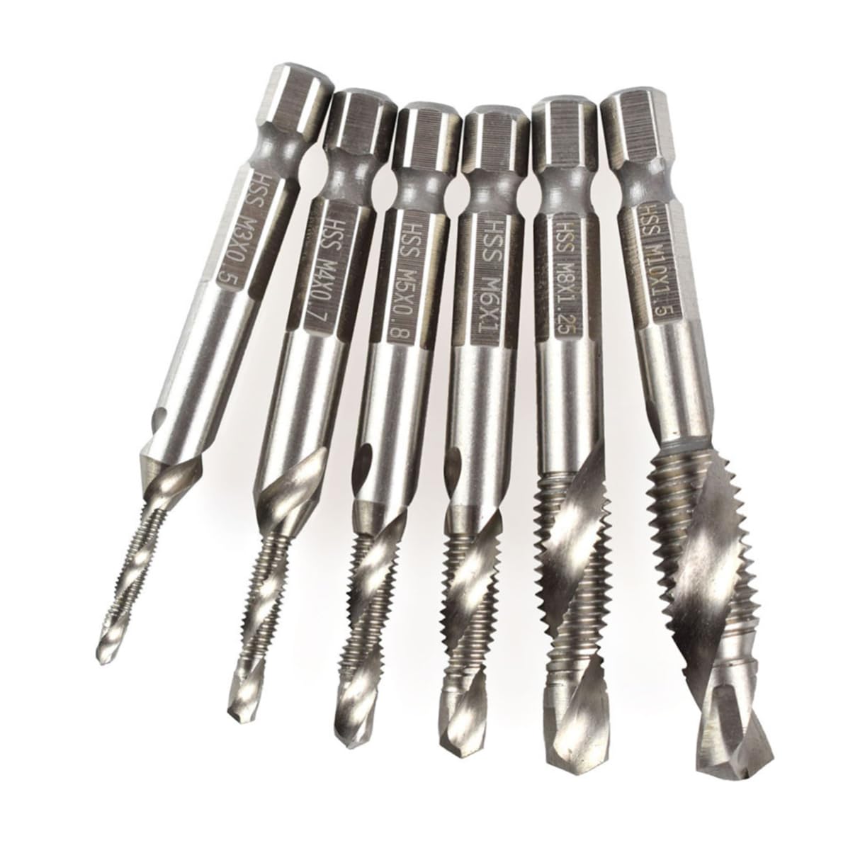 Artibetter Jeu de 6 Forets à Chanfreiner et Tarauds Hss Multifonction pour Perçage Rapide et Taraudage Précis sur Fer et Plaque D'aluminium
