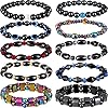 Hicarer 10 Pieces Magnetic Hematite Bracelets for Men Women Magnetic Bracelet Rock Beads Stone Bracelet,10 Styles
