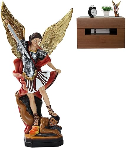 Hoghaki Estatua de San Miguel, estatua de Michael derrotando a Satanás, Arcángel de color, estatua de San Miguel Arcángel, estatua de Michael