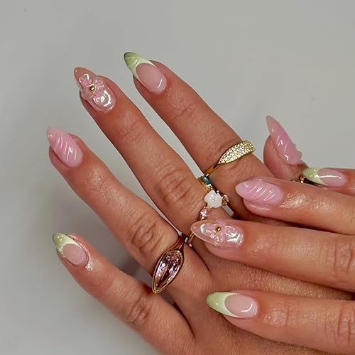 Press On Nails Medium Almond Shape – 24PCS Reusable Fake