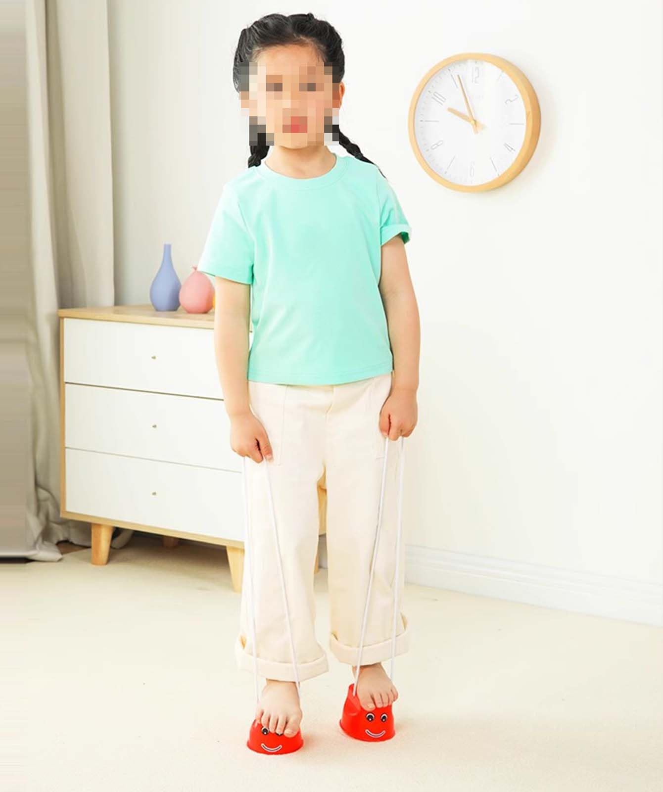 Un paio di trampoli per bambini, attrezzatura da allenamento per bambini, per la forza dell'equilibrio, per camminare, con sistema di sensazione, colore: giallo