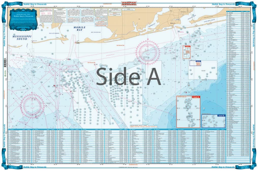 Panhandle Offshore Fish and Dive Chart Kit, 3 Charts Plus a Chart Tube, Easy-to-Read, Large Print, Waterproof Paper, Tear Resistant, Printed on two sides, 2 charts in 1, NOAA Charts