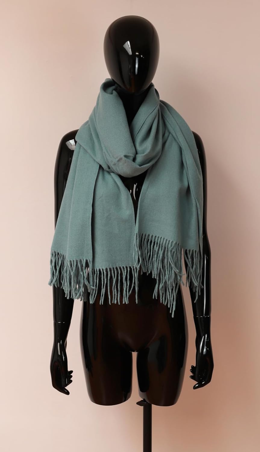 Sciarpa In Misto Lana Van Der Rich - Colore Unito Con Frange, 180x68 Cm - Calda E Morbida Per Donna - 5