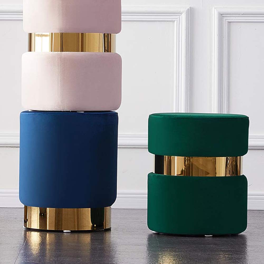 Pouf Rond Repose-Pieds Rouge - Tabouret Cylindre Velours Confortable Pour Salon, Entrée Ou Chambre