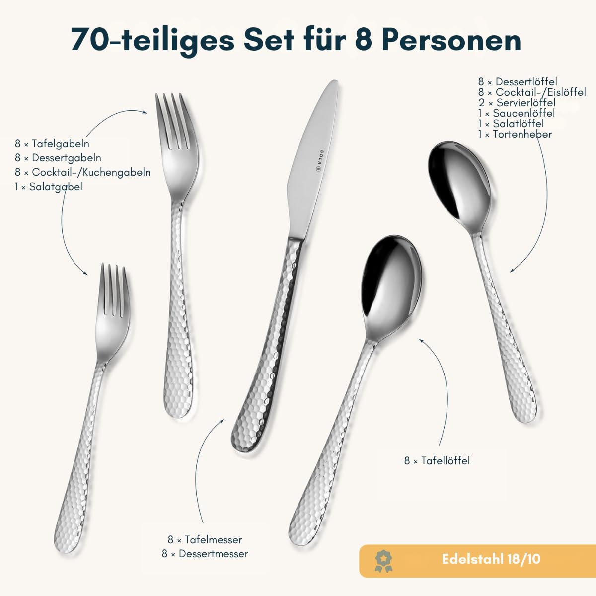 Sola Besteckset Lima 70-teilig