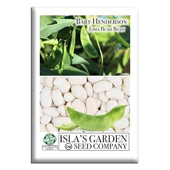 Baby Henderson Lima Bean Seeds for Planting, 30+ Heirloom Seeds Per Packet, Islas Garden Seeds, Non GMO Seeds, Botanical Name Phaseolus lunatus, Great Yields, Excellent Garden Gift