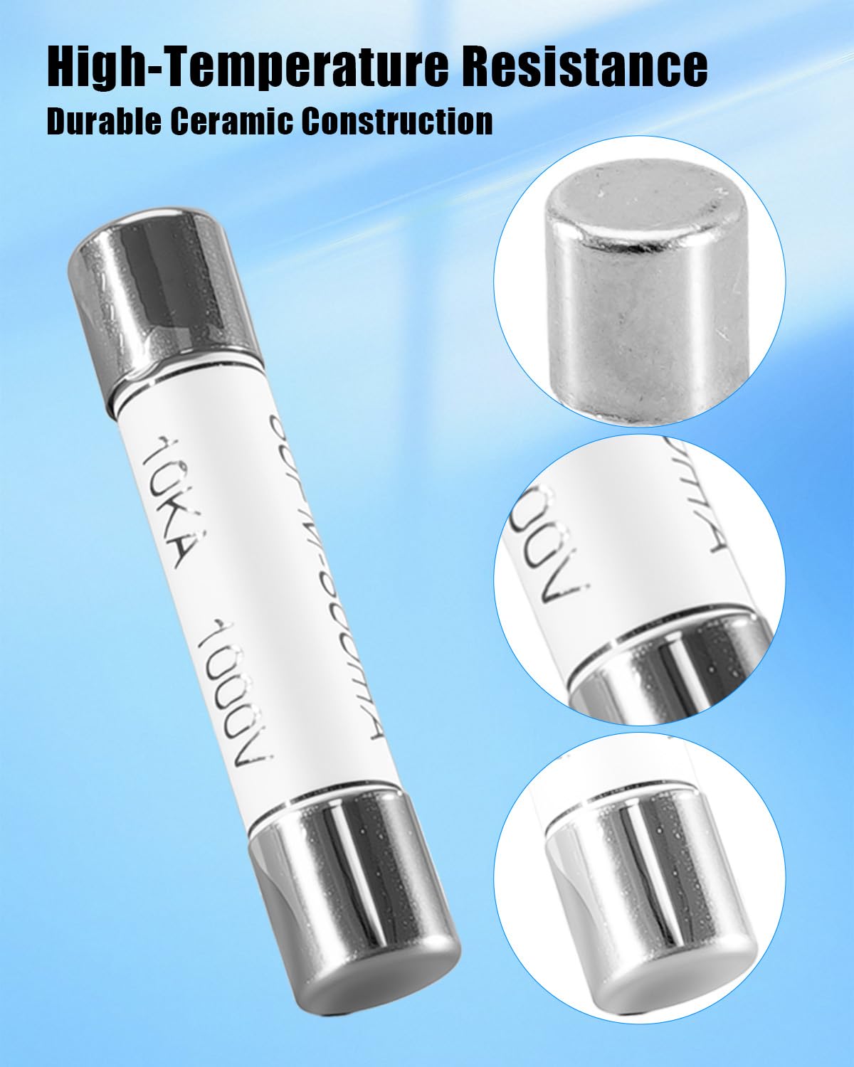 5 Pcs Multimeter Ceramic Fuse Fit for MM720 Multimeter, 800mA 1000VAC/DC Fast Blowing Ceramic Fuse Replace HV620, 6X32mm