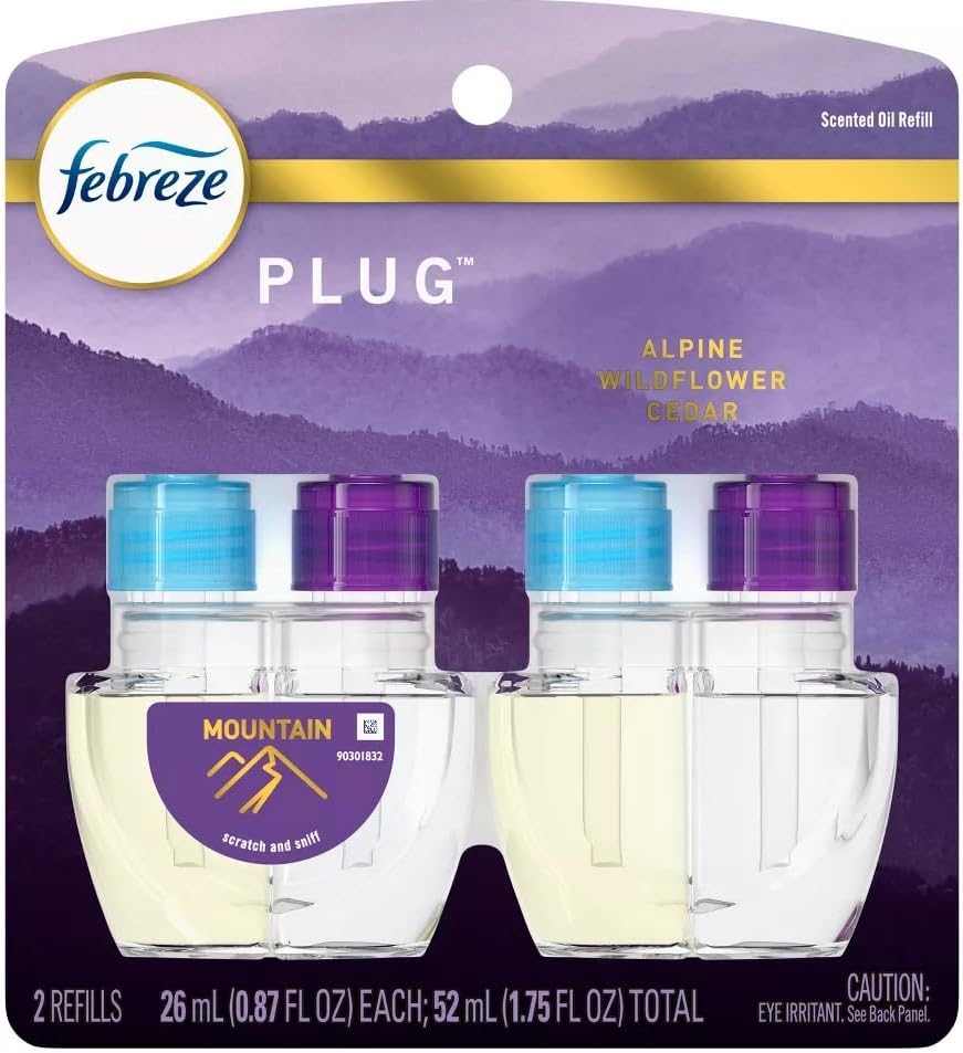 Febreze Odor-Fighting Fade Defy Plug Air Freshener - Mountain - (2) of 0.87 fl oz Refills