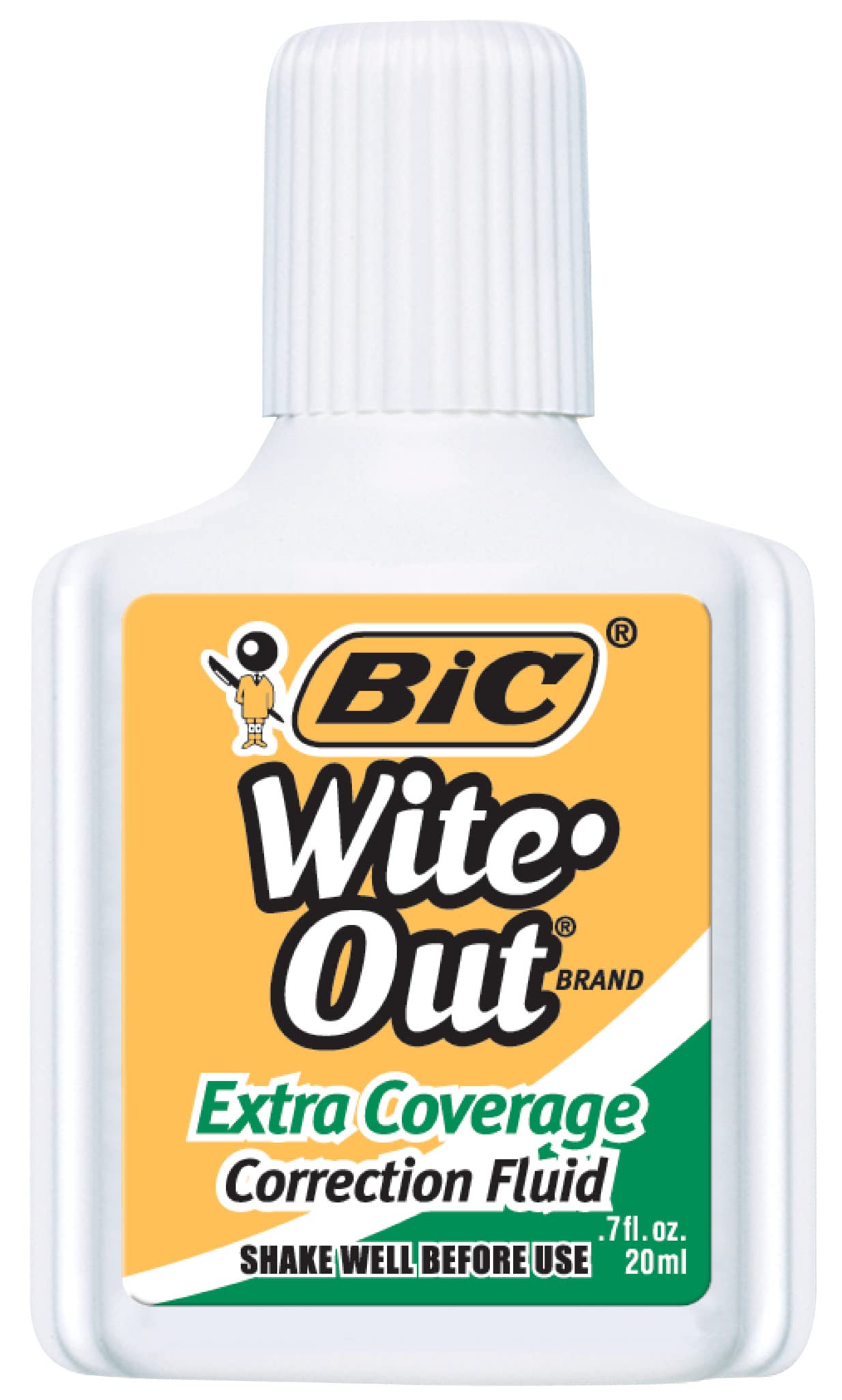 Wite-Out Extra Coverage Correction Fluid, 20 ml Bottle, White, 1/Dozen, Sold as 1 Dozen