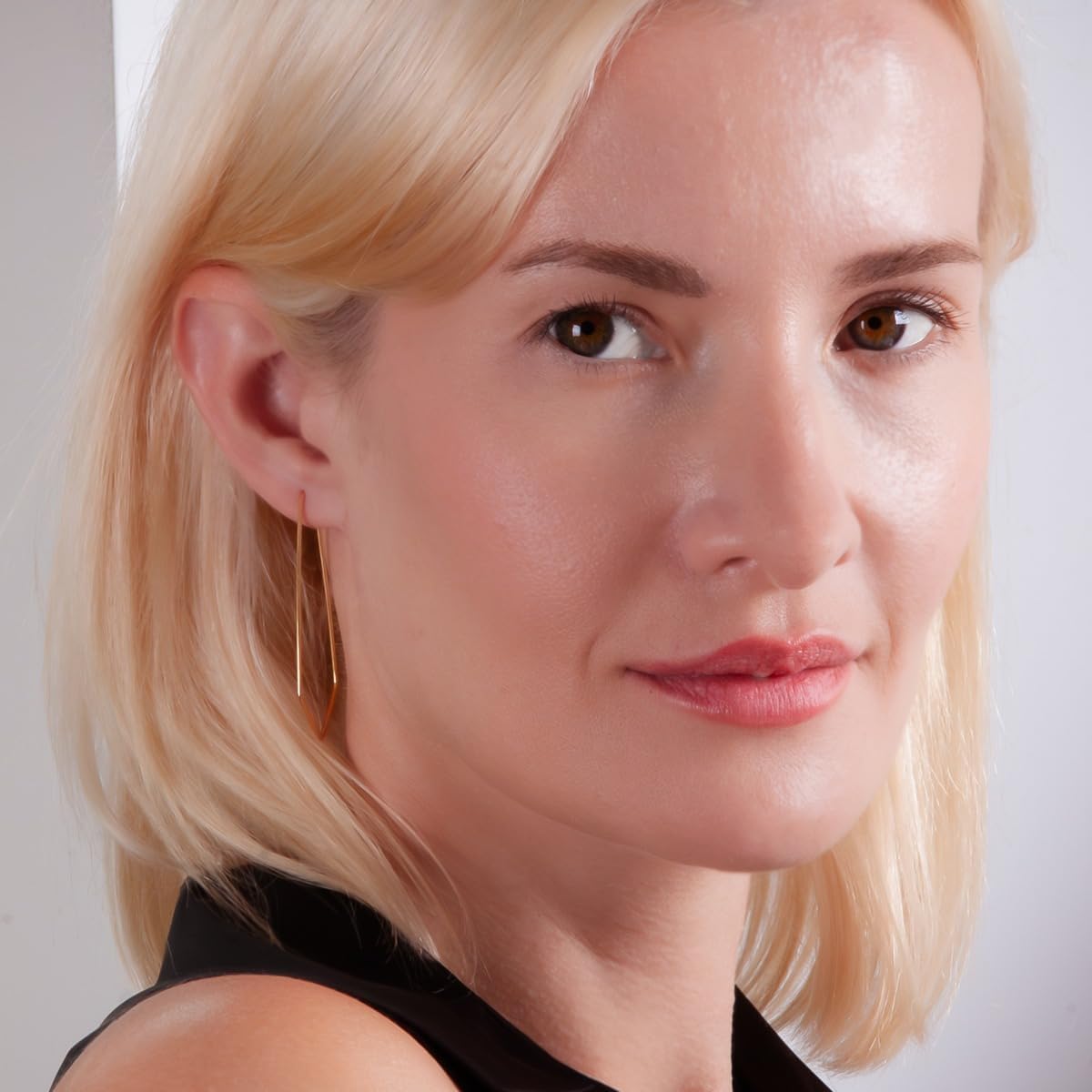 Geometric Chevron Hoop Threader Earrings for Women - Hypoallergenic Lightweight Cutout Thin Wire Drop Dangles - Plated in 925 Sterling Silver or 18K Gold - Image 7