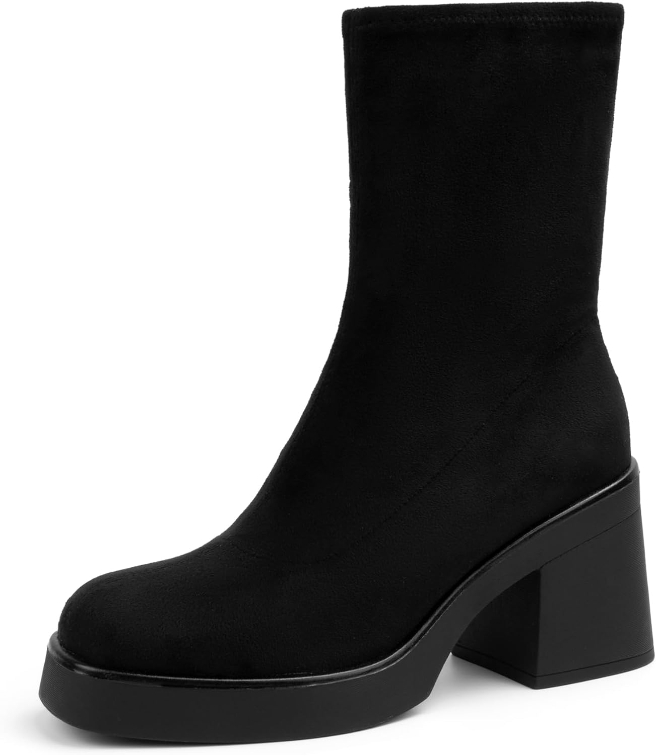 Women's Slouchy Platform Boots - Chunky Block Heel
