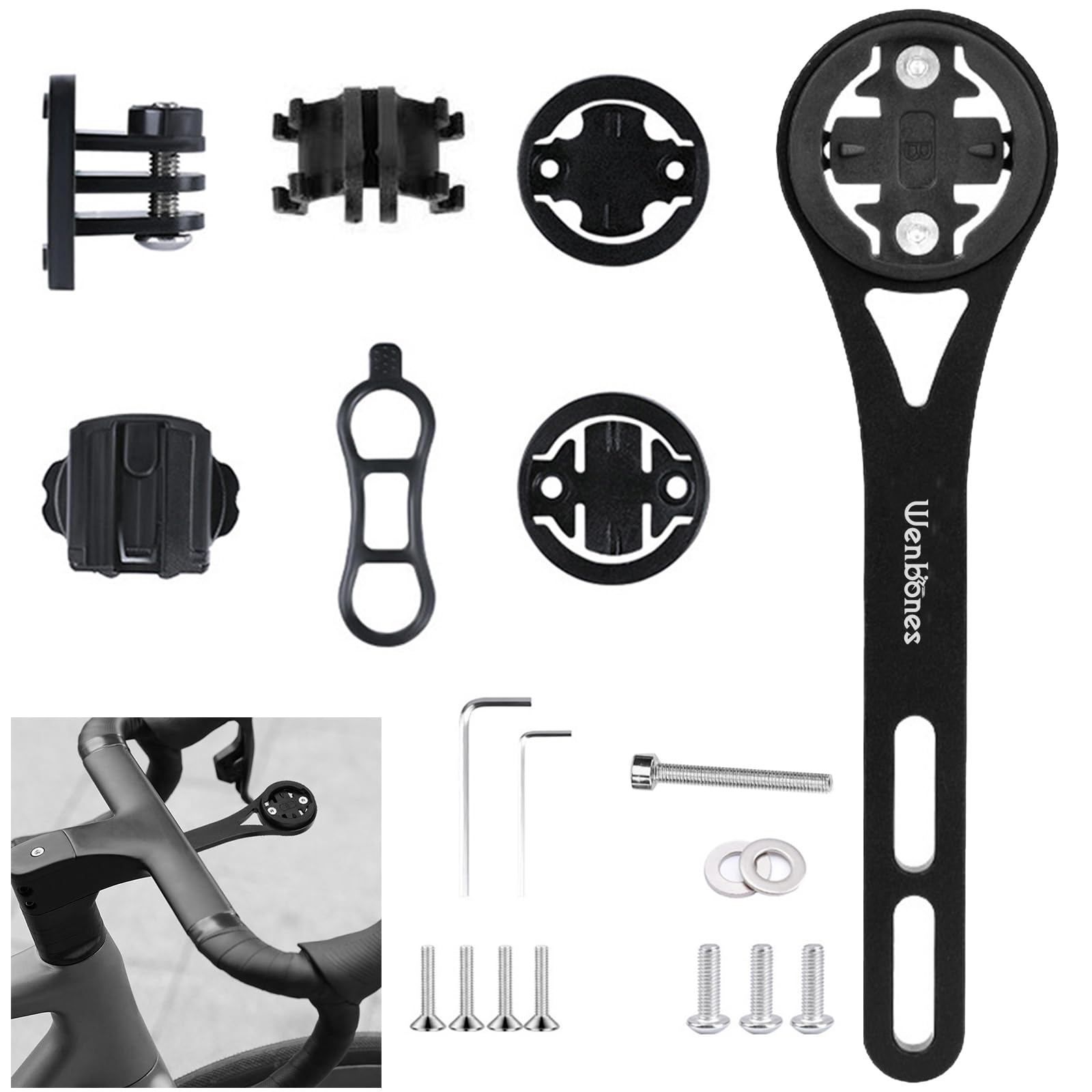 Soporte integrado para ordenador de bicicleta, soporte de bicicleta de aleación de aluminio con salida frontal, soportes para Wahoo, Garmin, Bryton, GIT, cámaras de acción y luz