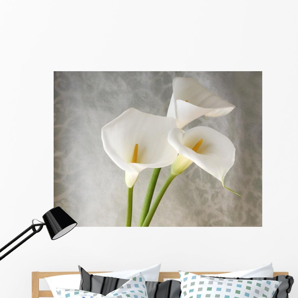 Wallmonkeys Fresh White Calla Lilies Wall Decal Peel and Stick Graphic WM214680 (48 in W x 36 in H)