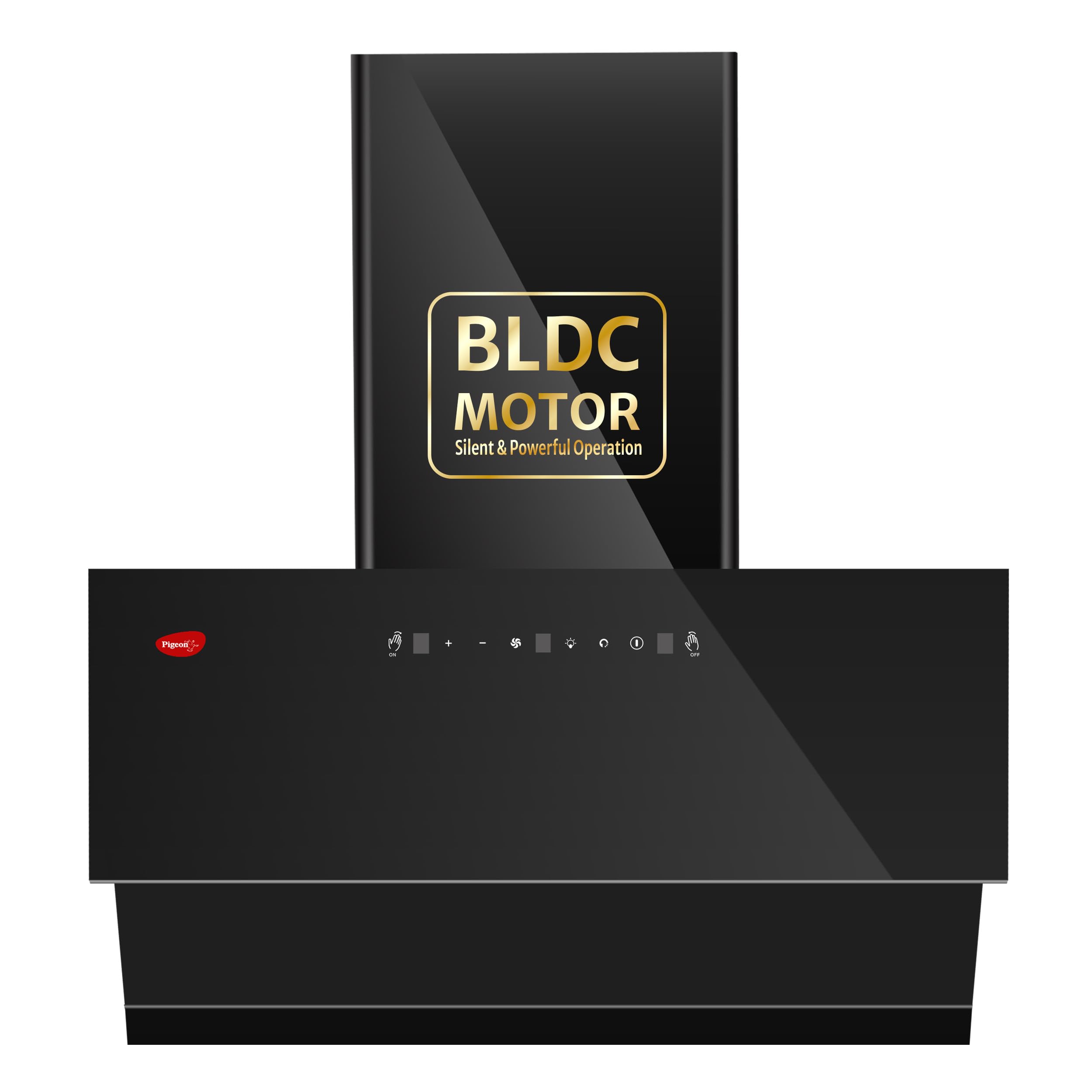 Pigeon Xtream DLX 90 cm BLDC Slant Kitchen Chimney 1500 m3/hr | Filterless Autoclean Kitchen Chimney | 12 Years Motor & 2 Years Comprehensive Warranty |Black | 9 Speed ​​Touch Control + Motion Sensor