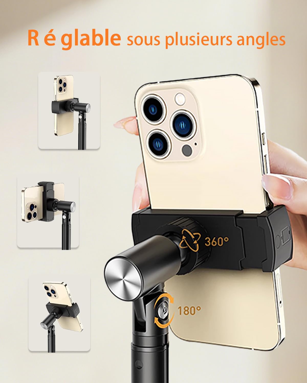 Support Téléphone de Sol 180 cm Réglable en Hauteur, Porte Téléphone pour Filmer & Live-Stream, Compatible iPhone 17 16 15 14 13 12 Pro Max XR XS, Galaxy, Xiaomi, Smartphones