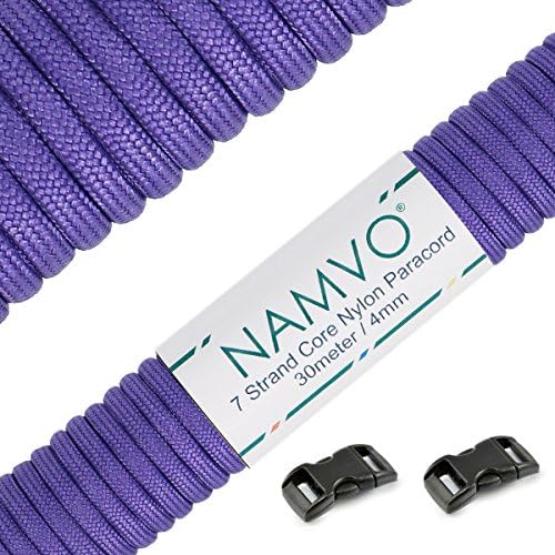 Namvo 550 Paracord Mil Spec Type III 7 strand parachute cord Total Length 100ft/30 Meters Solid Color