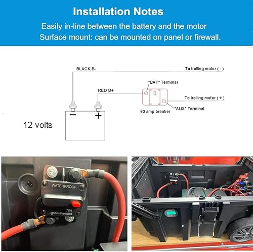 Miniatura 5 de Interruptor de circuitos manual para audio, 100 A150 A, con botón, 12 V-24 V, CC, fusible, para sistemas de audio, para lancha, automóvil