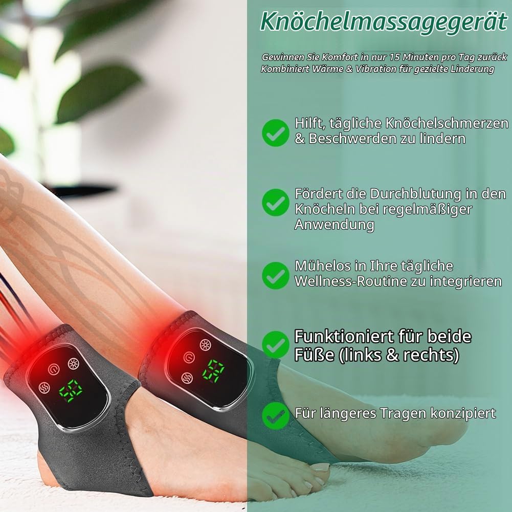 Vicloon 2 Stück Fußmassagegerät, 3-In-1-FußMassager, Kabellose Fußmassagegerät 3 Modi 5 Wärmestufen, Portable Cordless Ankle Massagers, USB Aufladbare Knöchelmassage für Frauen Männer (Grau, B)