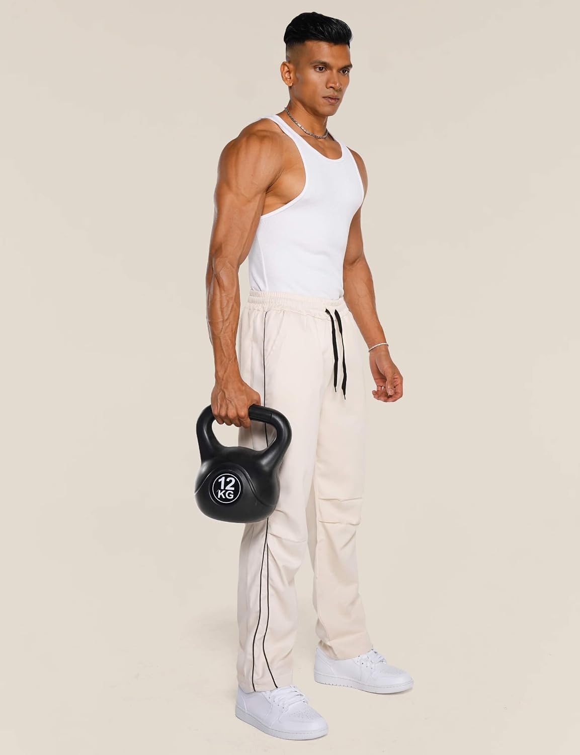 Ouber Men's Baggy Stripes Sweatpants Lightweight Athletic Workout Track Pants for Gym