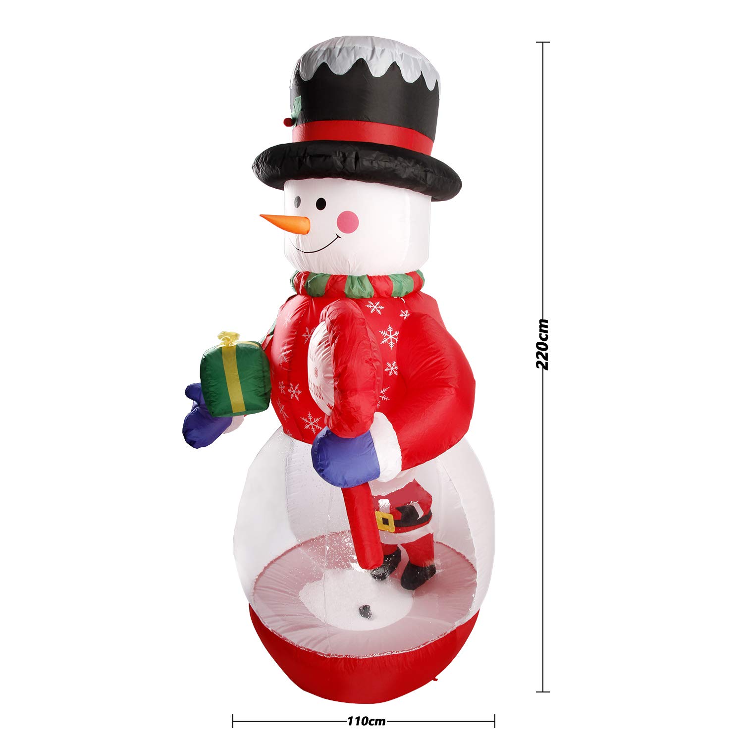 CCLIFE Bonhomme de Neige Gonflable, Décorations de Noël Bonhomme de Neige Gonflable Exterieur Interieur LED avec Pere Noel y Pingouin Noel Lumineux Exterieur Deco