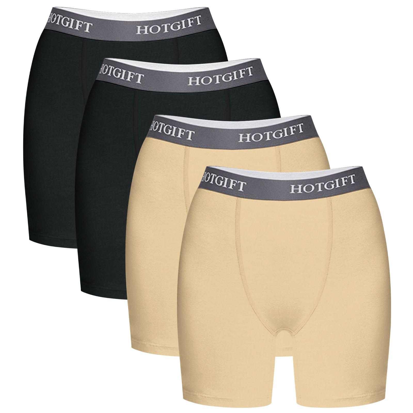 HOTGIFT Womens Boxer Shorts Cotton Boyshorts Underwear Anti Chafing Bike Shorts 4 Pack
