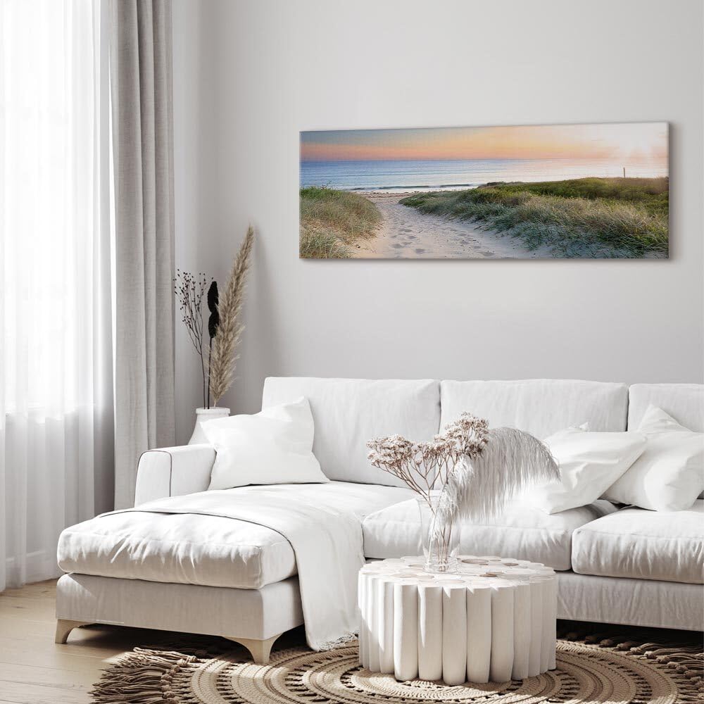 decomonkey Impression sur Toile structurée Plage Mer 150x50 1 Pièce