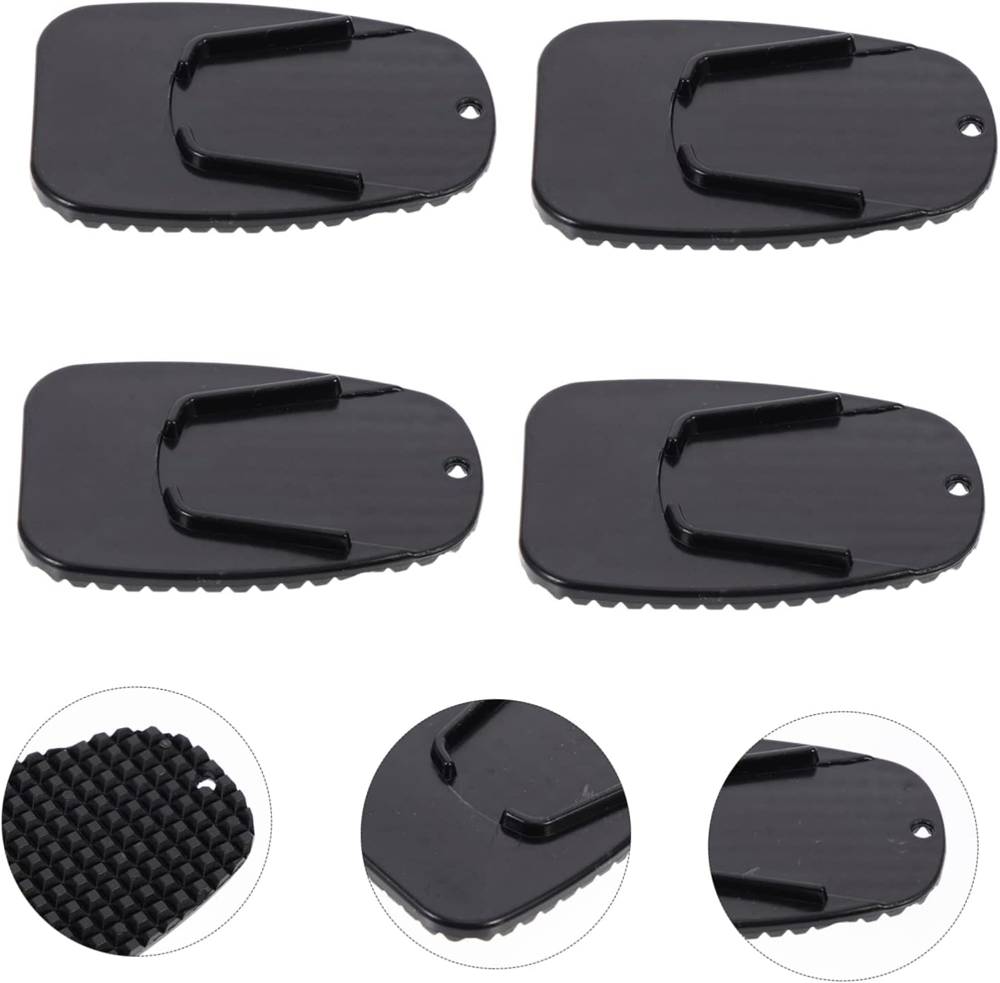 MAGICLULU 4pcs Motorcycle Kickstand Pad Black Side Stand Cushions for Enhanced Support Easy Installation Durable Foot Peg Bracket for Motorbike Parking Soft Ground