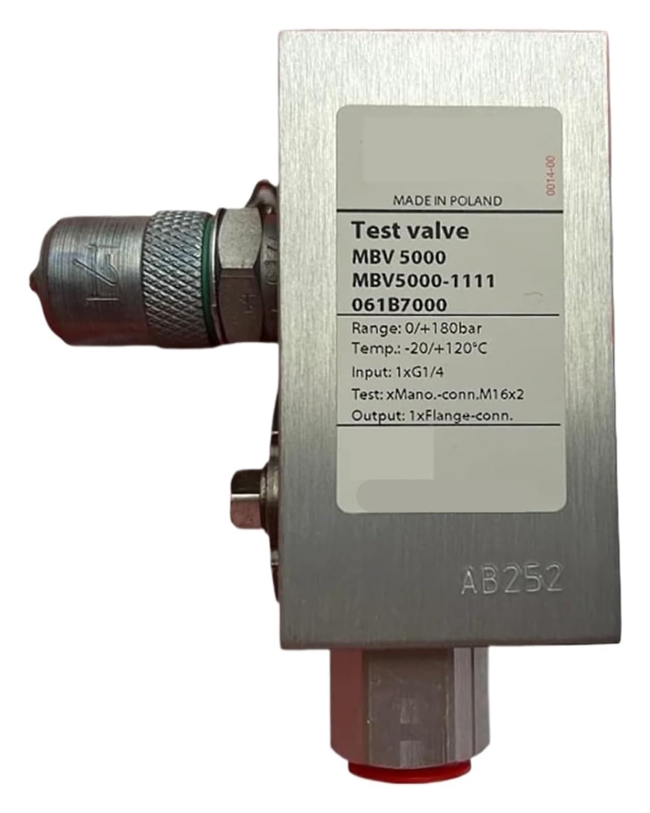 Vanne d'essai 061B7000 évite les arrêts de production hydraulique