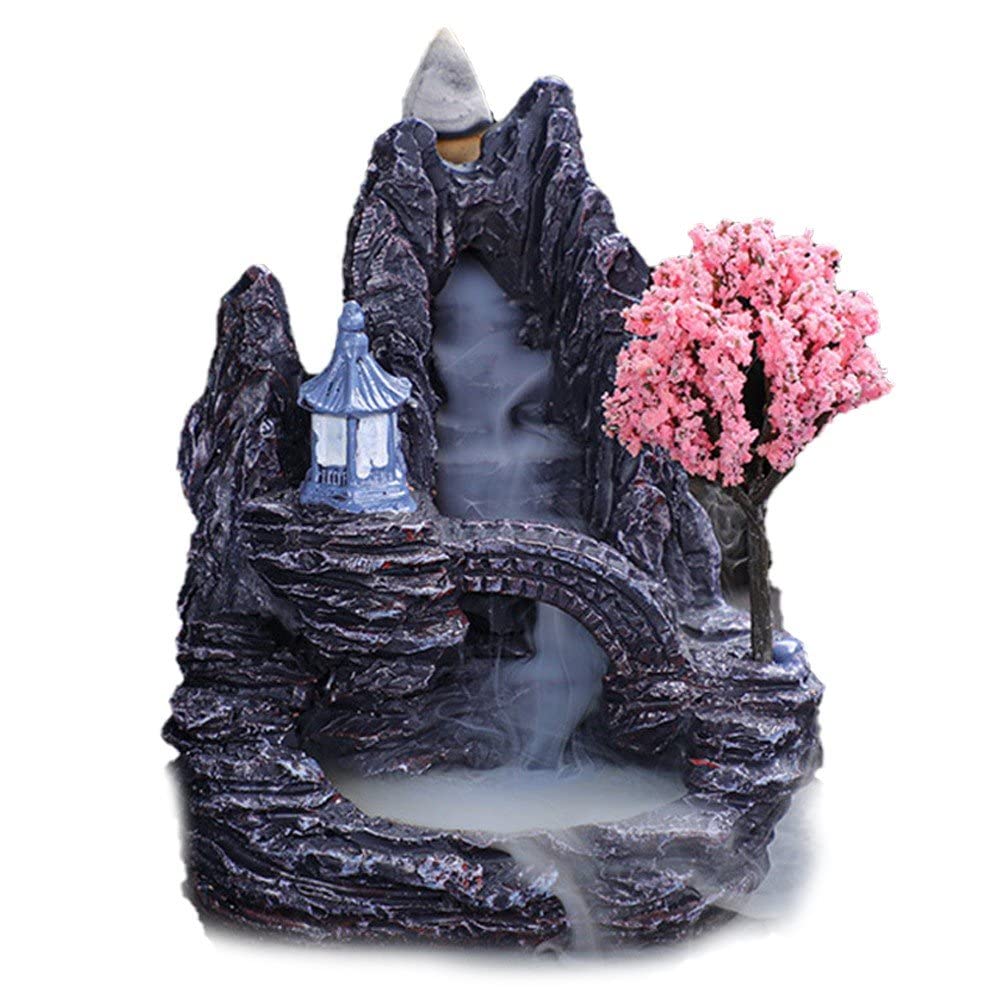 Vepoty As Show Incense Burner Mountains River Waterfall Decoration For Home Fragrance Fireplace Backflow Aroma Smoke Fountain Zen Censer Holder