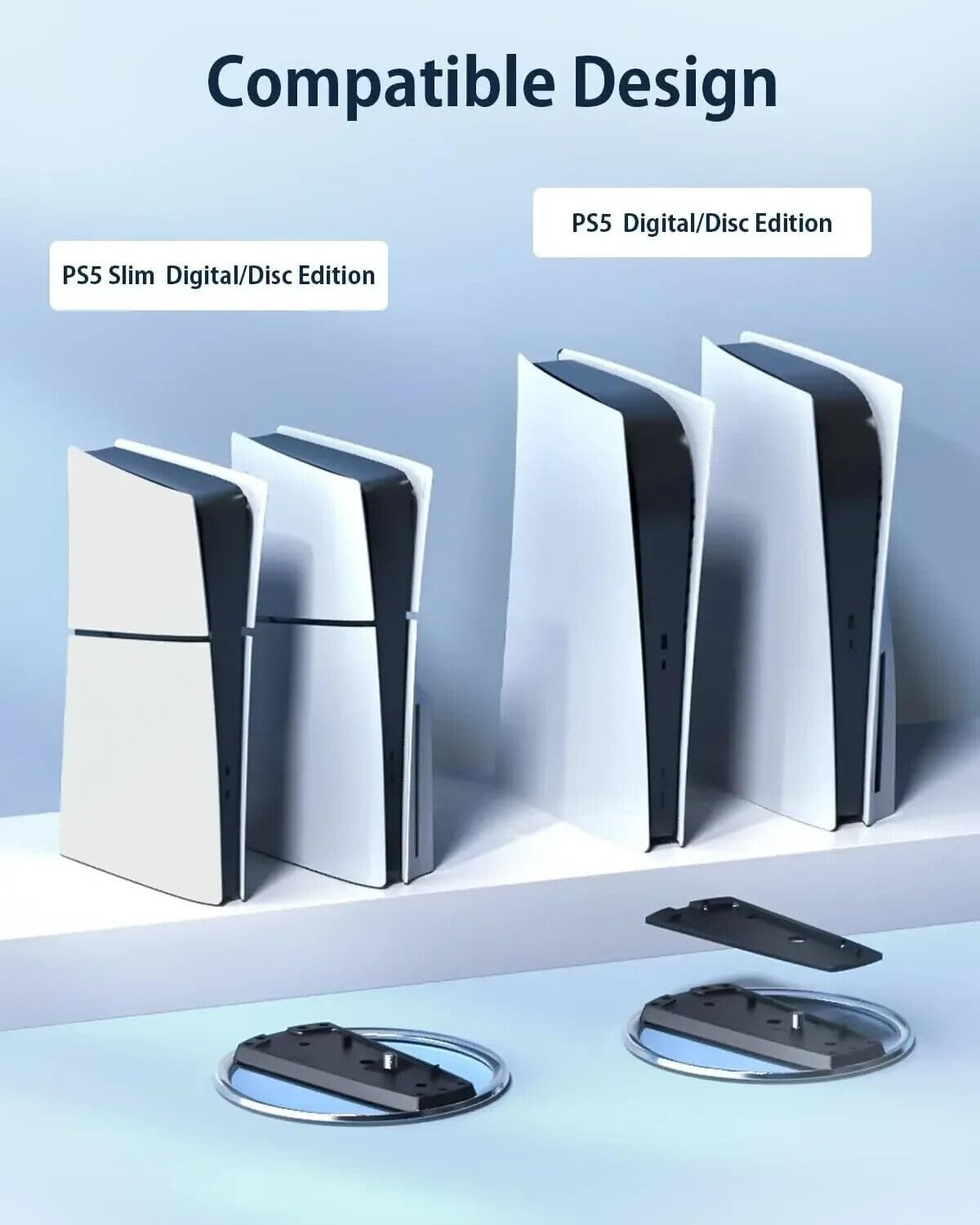 Pionowy stojak na konsole PS5 kompatybilny z Playstation 5 Slim Disc i Digital Edition Solid Base akcesoria