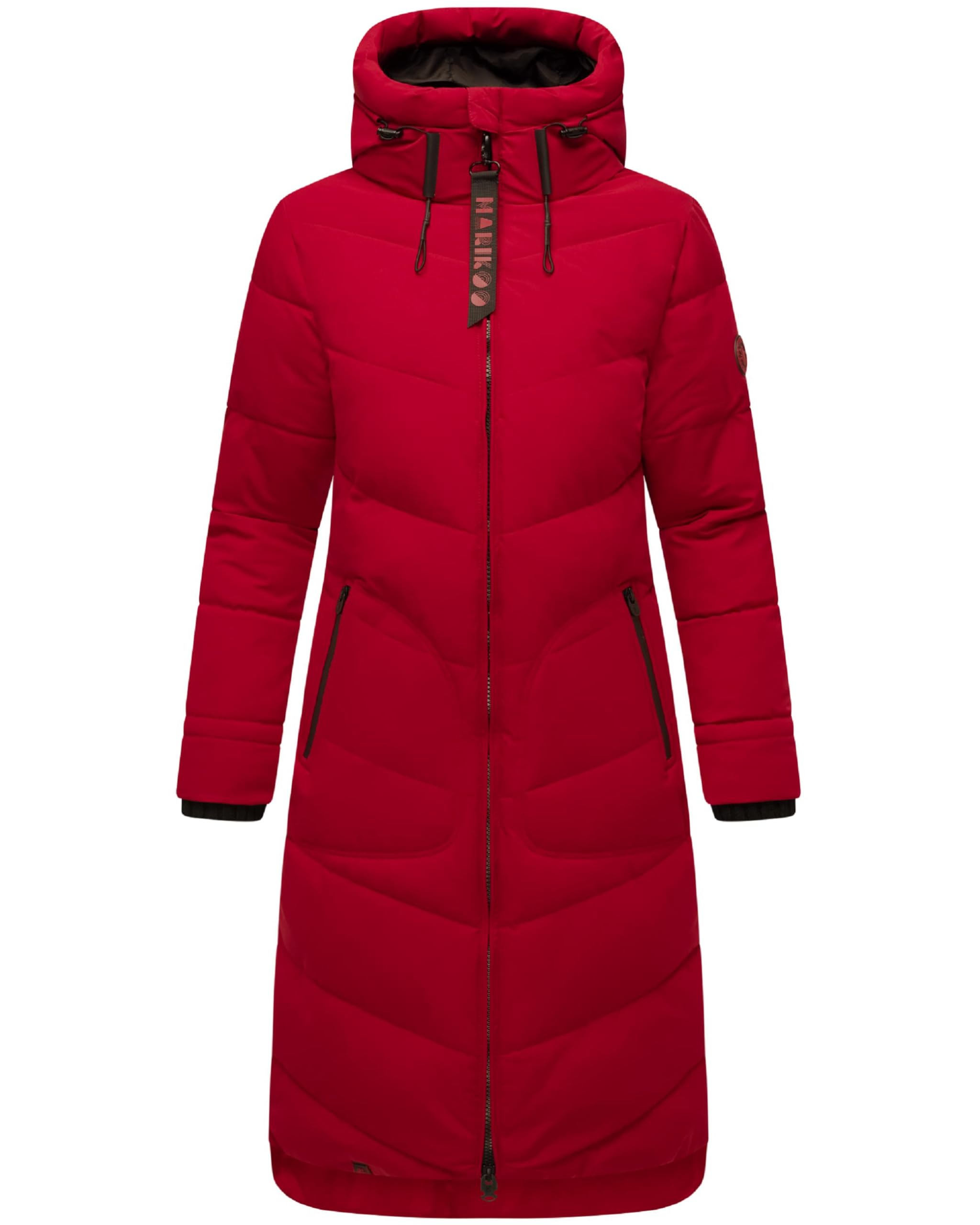 MARIKOO Damen langer Wintermantel Steppmantel mit Schlüsselanhänger Benikoo XS-5XL