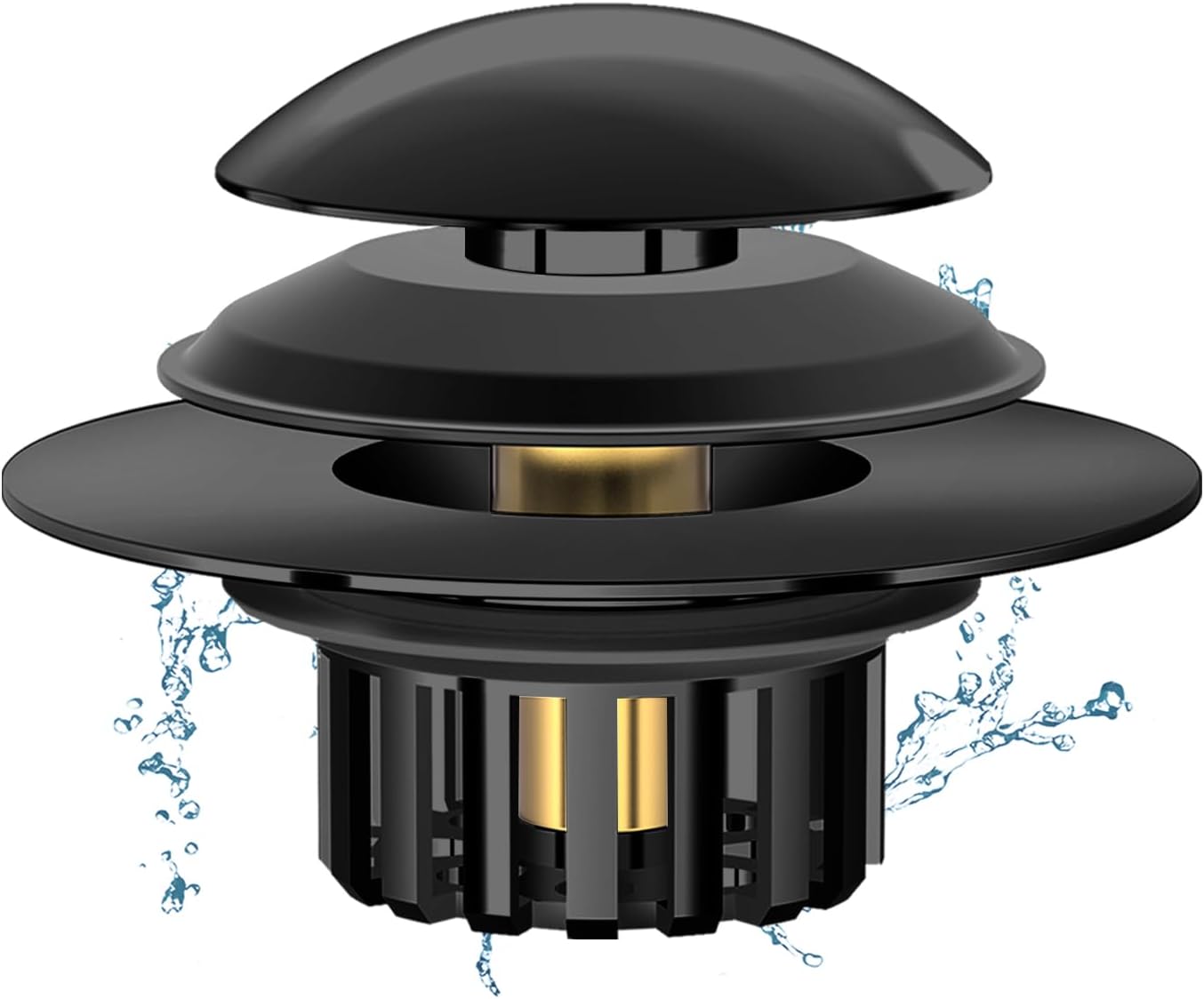 2 in 1 Tub Stopper Bathtub Drain Hair Catcher with Dual Filtration Design, Anti-Clogging Bathtub Drain Plug Bath Tub Stoppers for 1.45-1.8" Drain Shoe, Black