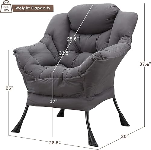 Miniatura 10 de MEETWARM Silla perezosa moderna de tela de terciopelo, silla de salón contemporánea con acento contemporáneo, silla de sofá de ocio individual