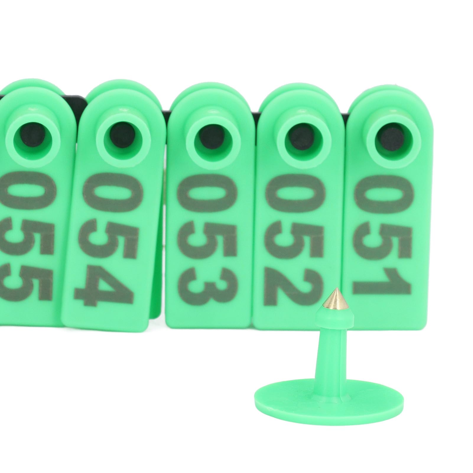 Kunststoff Vieh Ohrmarke, 1-100 Nummer, Sheep Ear Tag, mit Einteilige Ohr Tag Zange, 100 Stück, Grün, für Schafe, Tiere, Bauernhof, Ziegen, Rinder, Kuh, Schwein, Pferd