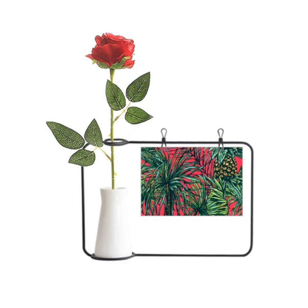 Plante d'ananas rouge artificielle pour deco de vase suspendu et bouteille rose ciel