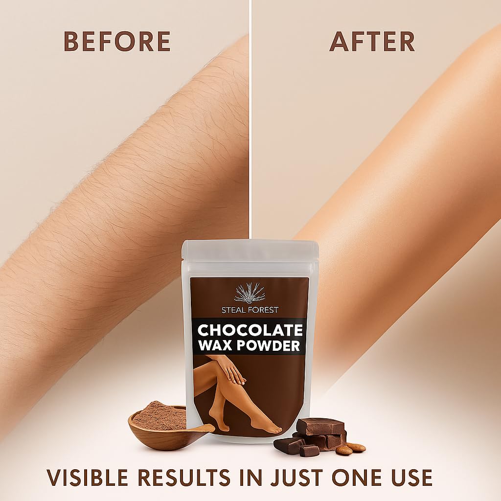 Wax Powder for Women | Herbal Hair Removal Powder for Face, Upper Lips & Chin | Gentle Face Wax for Women & Men | Safe, Natural, Easy-to-Use Waxing Powder - Cotton Cleaning Cloths (chocolate wax, Pack of 1) 4
