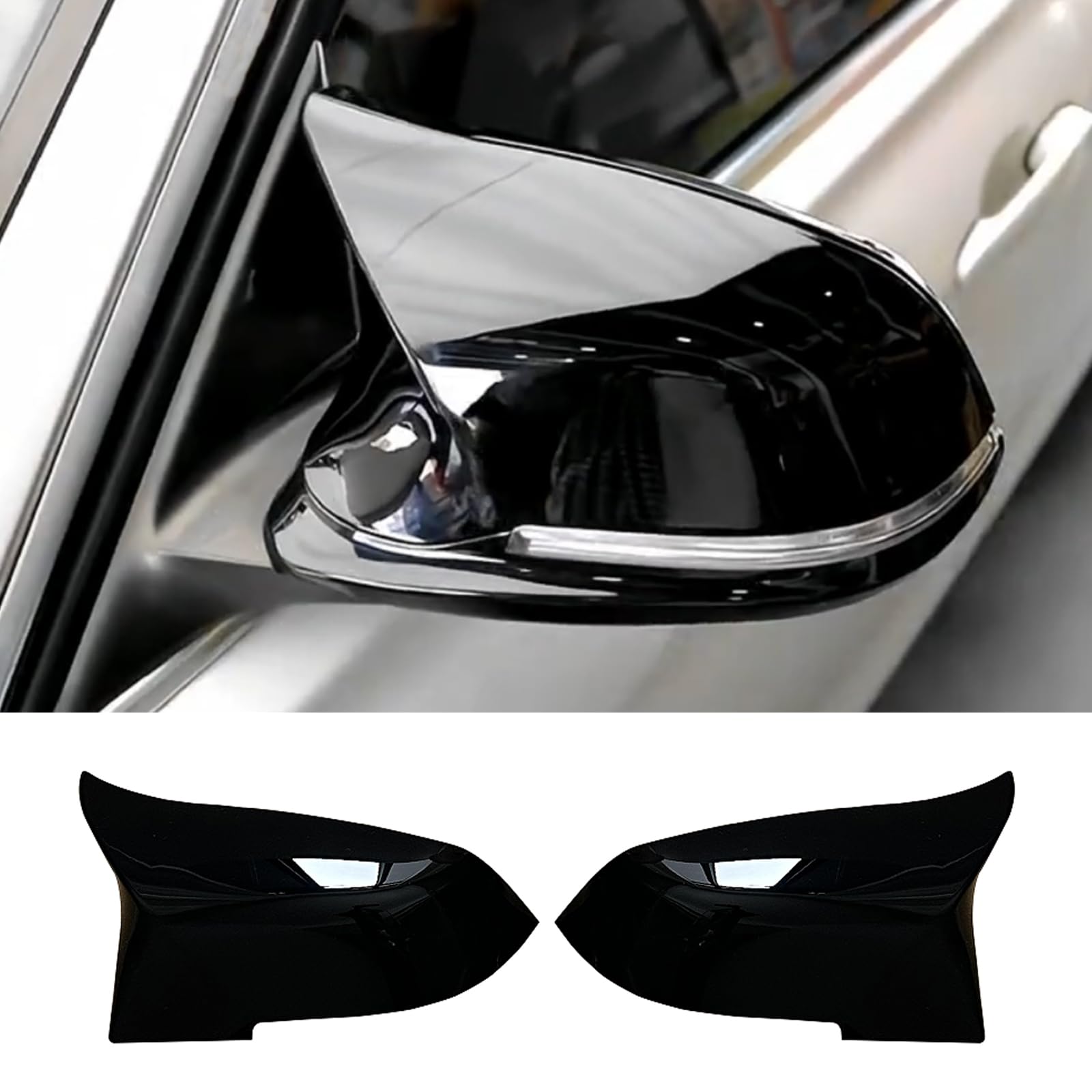 2 PCS Coques de Remplacement Rétroviseurs Auto Compatible avec Coque de Rétroviseur BMW F20 F22 F23 F30 F31 F32 F33 F36 F87 M2 X1 E84 Noir Brillant (For 1er 2er 3er 4er)