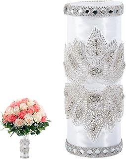 BENECREAT 7 inch Satin Bouquet Holder, DIY Fresh Bouquet Holder, Wedding Bridal Bouquet Handle for Artificial Flowers Floral Arrangement Supplies Wedding Decoration