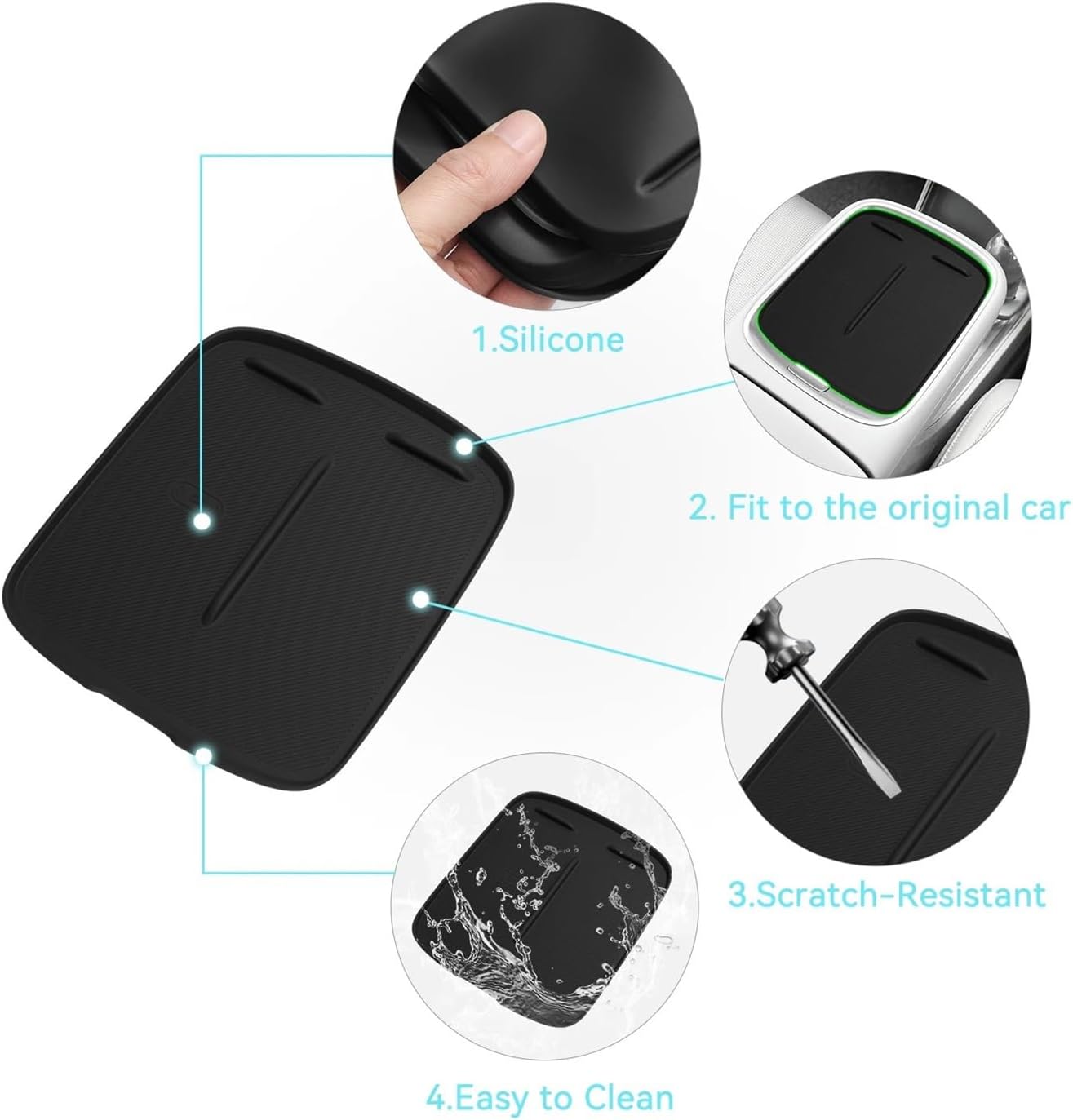 Anti -Dirt Phone Protecteive Mat Wireless Charging Anti-Slip Pad Car Interior Accessiories Black Compatible with Leapmotor B10 2025 2026