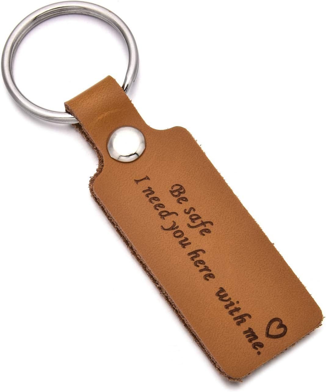 DYJELWDFather's Day Gifts Drive Safe Leather Keychain Be Safe I Need You Here with Me Mom Dad Boyfriend Husband Keychain