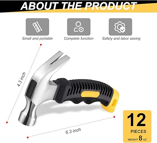 Miniatura 3 de 12 martillos de garra rechonchos, mini martillo pequeño de 8 onzas, martillos de garra pequeños, martillos de garra derretidos, herramienta ligera