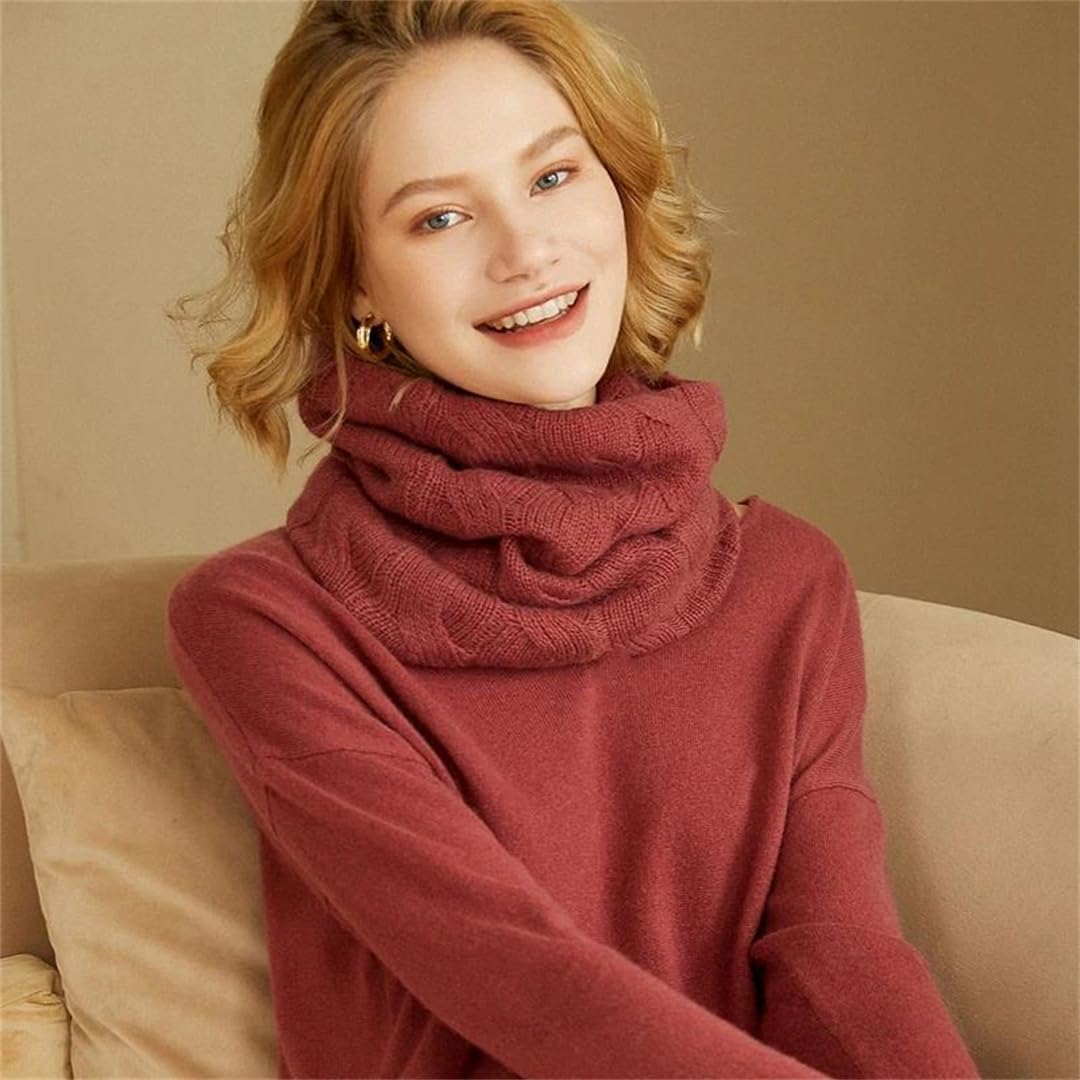 Lmtossey Sciarpa da donna ad anello in cashmere di capra tinta unita lavorata a maglia invernale per tenere al caldo le sciarpe
