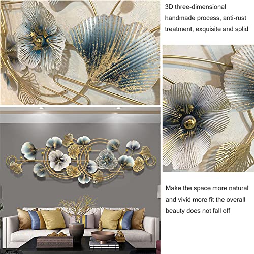 Yudachu Metal Wall Decor Metal Wall Art For Living Room 3D Ginkgo Leaf Wall Decor 51" × 17" Modern Wall Art For Bedroom, Dining Room, Kitchen, Office, Wall Decorations Wall Sculpture #TOP4