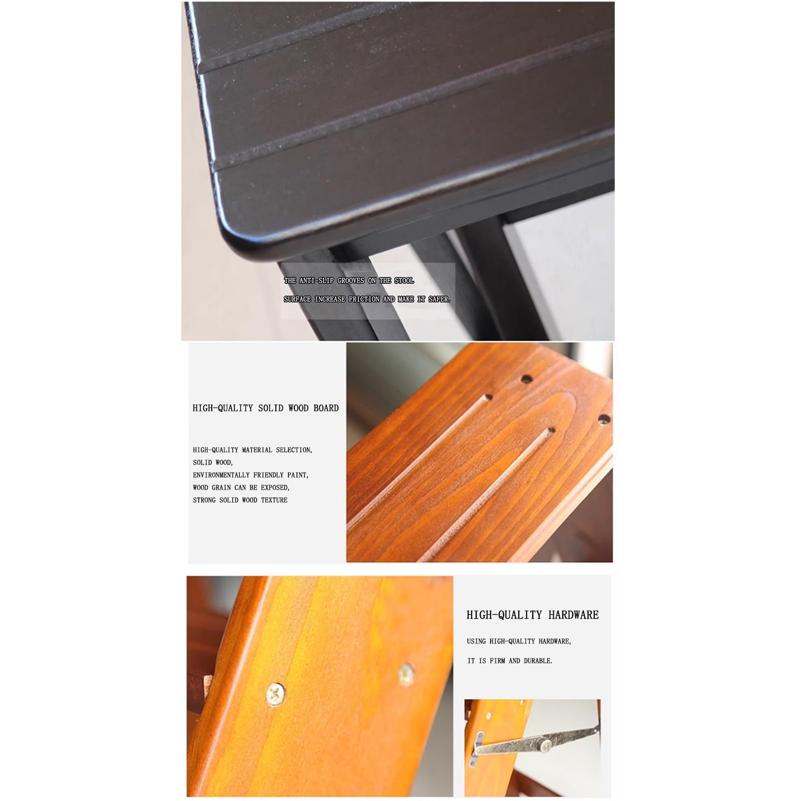 Escalera plegable de 5 escalones, antideslizante, portátil, para cocina y uso doméstico, taburete resistente para un acceso seguro